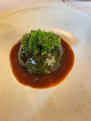 Farcellet de verdures i suc de rostit de verdures  at Lluerna in Barcelona