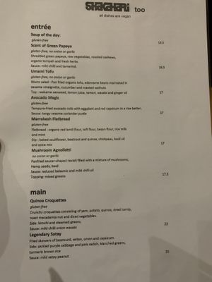 Menu  at Shakahari Too in South Melbourne