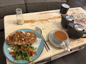 New Yorker with vegan pastrami & cheese  at Dudley and George's in Llandudno