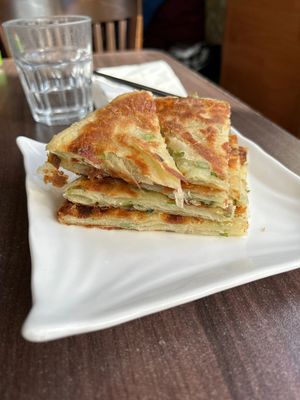 Green onion pancakes   at Happy Noodle House in Vancouver