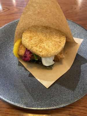 Vegan rice burger   at Nakagawa Hatsumeido - 中川発明堂 in Kyoto