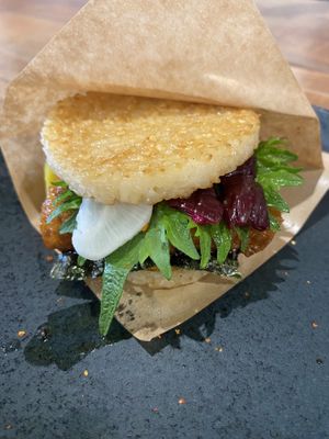 Tofu rice burger   at Nakagawa Hatsumeido - 中川発明堂 in Kyoto