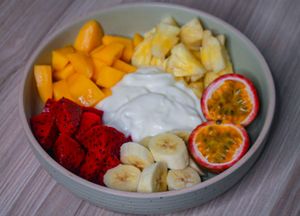 Fruits and yogurt  at Pu Rock Cafe in Phnom Penh