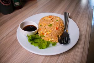Vegetarian fried rice  at Pu Rock Cafe in Phnom Penh