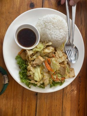 Stir fried cabbage and tofu  at Pu Rock Cafe in Phnom Penh