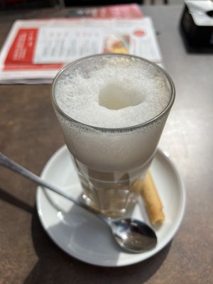 Hafermilch Latte Macchiato  at Cafe Extrablatt in Sylt