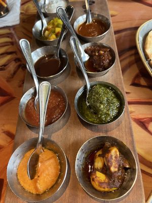 Bread Service Dips (minus back yogurt)  at Sanaa in Lake Buena Vista