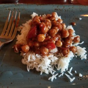 Chickpeas on white basmati rice at Sanaa in Lake Buena Vista