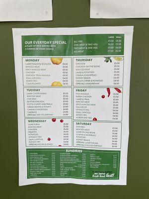 Menu   at Rice 'n' Three in Bolton