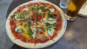 Vegan pizza at Caffe Bar Academia in Korcula