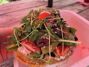 “Pizza” gourmet raw at Ionie Organic Cafe in Sarasota