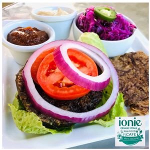 Classic Veggie Burger at Ionie Organic Cafe in Sarasota