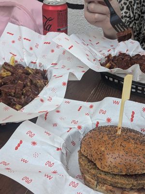 Loaded fries and falafel burger. at Wunderburger in Zadar
