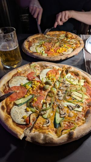 Vegan pizzas at Pizzeria Soca 202 in Tolmin
