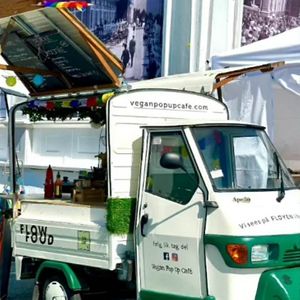 Our little charmer at Vegan Pop Up Café in Bergen