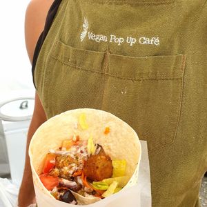 Falafel wrap at Vegan Pop Up Café in Bergen