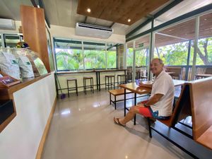 The coffee on the left is vegan  at Cafe Social in Puntarenas