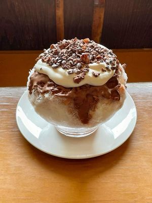 Shaved ice Amazon cacao soy milk  at Rokaku Tea House - Hexagon Cafe  in Miyajima