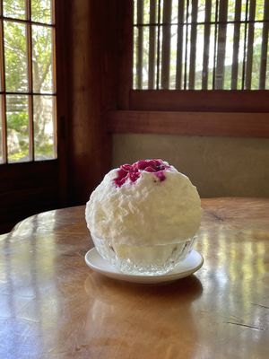 Shaved ice Fujiyama  at Rokaku Tea House - Hexagon Cafe  in Miyajima