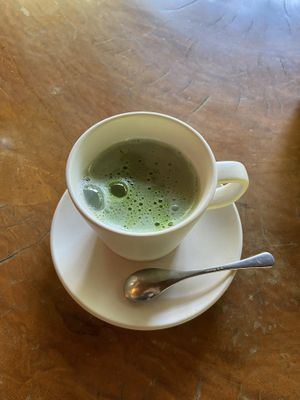 Matcha latte with soy milkk  at Rokaku Tea House - Hexagon Cafe  in Miyajima