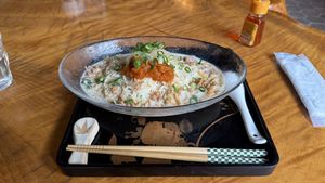 Cold vegan ramen  at Rokaku Tea House - Hexagon Cafe  in Miyajima