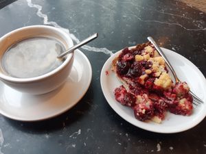 Cherry pie at Green Caffè Nero in Warsaw