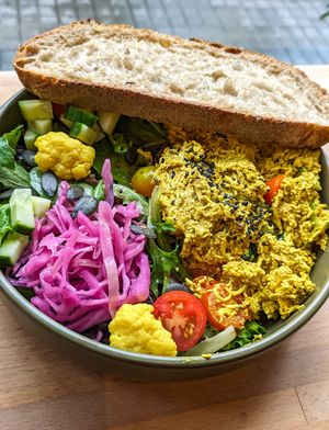 Scrambled tofu at Morgentau. in Barcelona