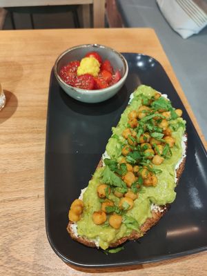 Avocado toast at Morgentau. in Barcelona