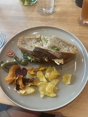 Club Sandwich (Pesto/Mozzarella/Tomato)!  at Morgentau. in Barcelona