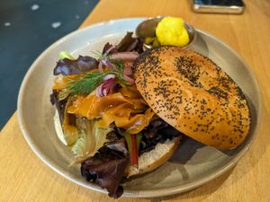 "salmon" bagel at Morgentau. in Barcelona