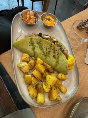 Vegan omelette  at Morgentau. in Barcelona