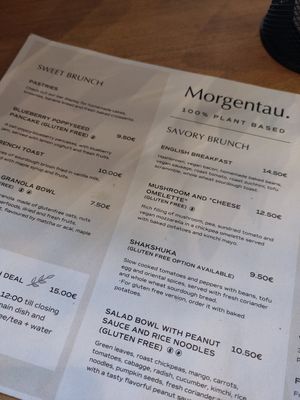 Menu at Morgentau. in Barcelona