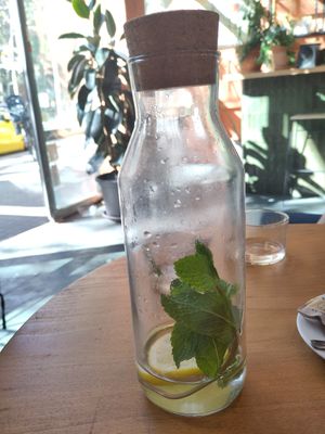 We loved the lemon and mint table water! at Morgentau. in Barcelona