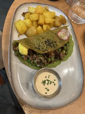 Mushroom and cheese omelette   at Morgentau. in Barcelona