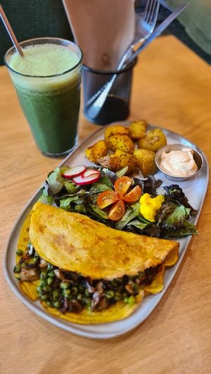 Mushroom and Cheese Omelette (Gluten Free) at Morgentau. in Barcelona