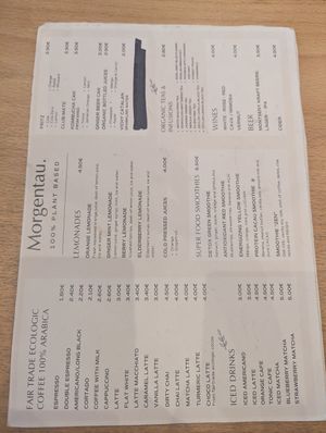 Drinks menu at Morgentau. in Barcelona
