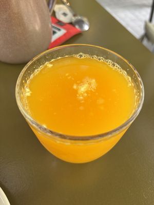 fresh orange juice at Morgentau. in Barcelona