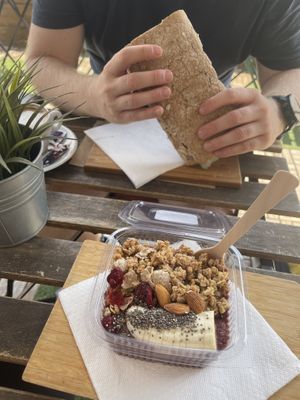 Hummus Sandwich and Choco Chia Bowl 😍 very Tasty   at Vitamince in Podgorica