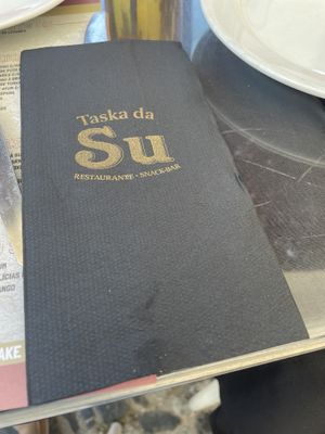 Napkin with restaurant name   at Taska Da Su Aqueduto in Evora