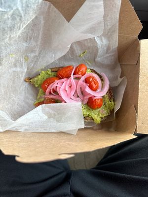 Avocado toast on marble rye  at Presto Strange O Cafe in Warwick