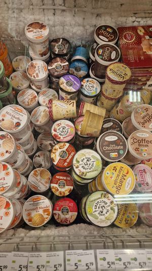 Some of the ice creams at denn's Biomarkt in Flensburg