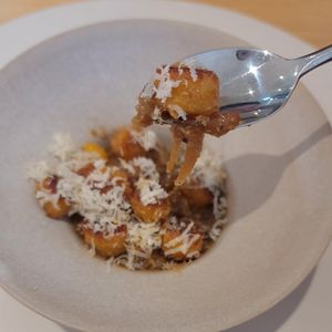 Mung bean gnocchi - close-up #Veganuary at Legume Seoul in Seoul