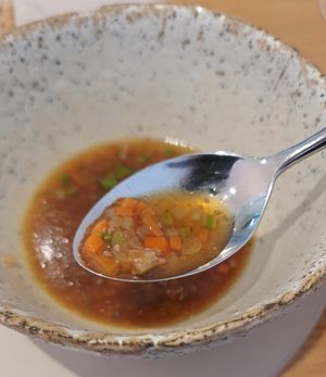 Porcini consommé - close-up #Veganuary at Legume Seoul in Seoul