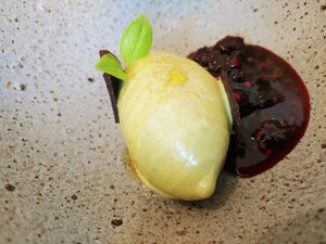 Pistachio Ice cream with 4-berries compote at Legume Seoul in Seoul