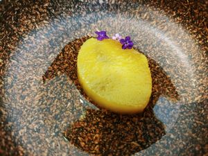 Close-up of sweet potato desert at Legume Seoul in Seoul
