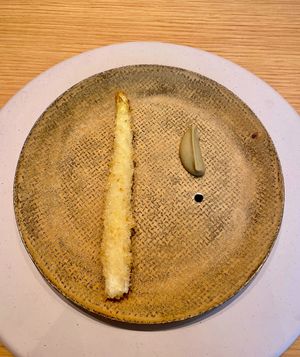 Not including course menu. Ordered separately. Fried white asparagus   at Legume Seoul in Seoul
