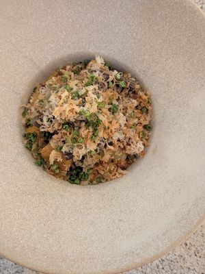 chickpea gnocci on carrot souffle  at Legume Seoul in Seoul