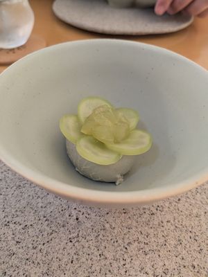 lavender ice cream with grapes  at Legume Seoul in Seoul