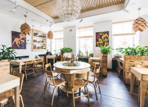 Vegetarian cafe 'Ukrop'.
Pure vegetarian cuisine. Original tastes. Nice serving.
The first menu for rawtarians in St. Petersburg.  at Cafe Ukrop in St Petersburg