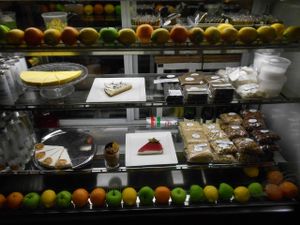 cake showcase at Cafe Ukrop in St Petersburg